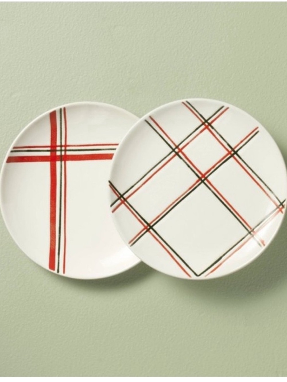 New! Hearth and Hand Plaid Patterned Appetizer Plates - Set of 2